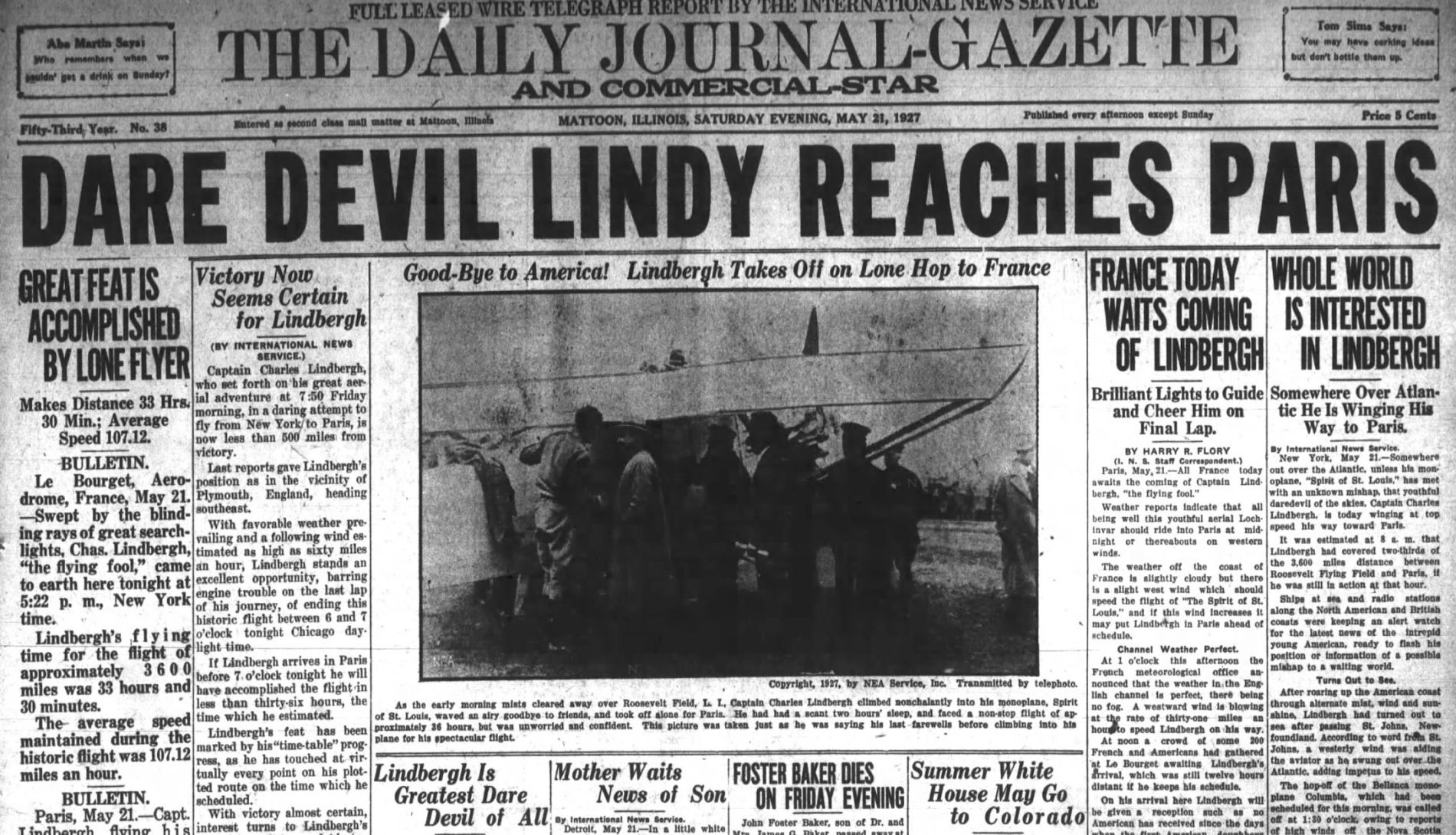 May 21, 1927 - Lindbergh flight